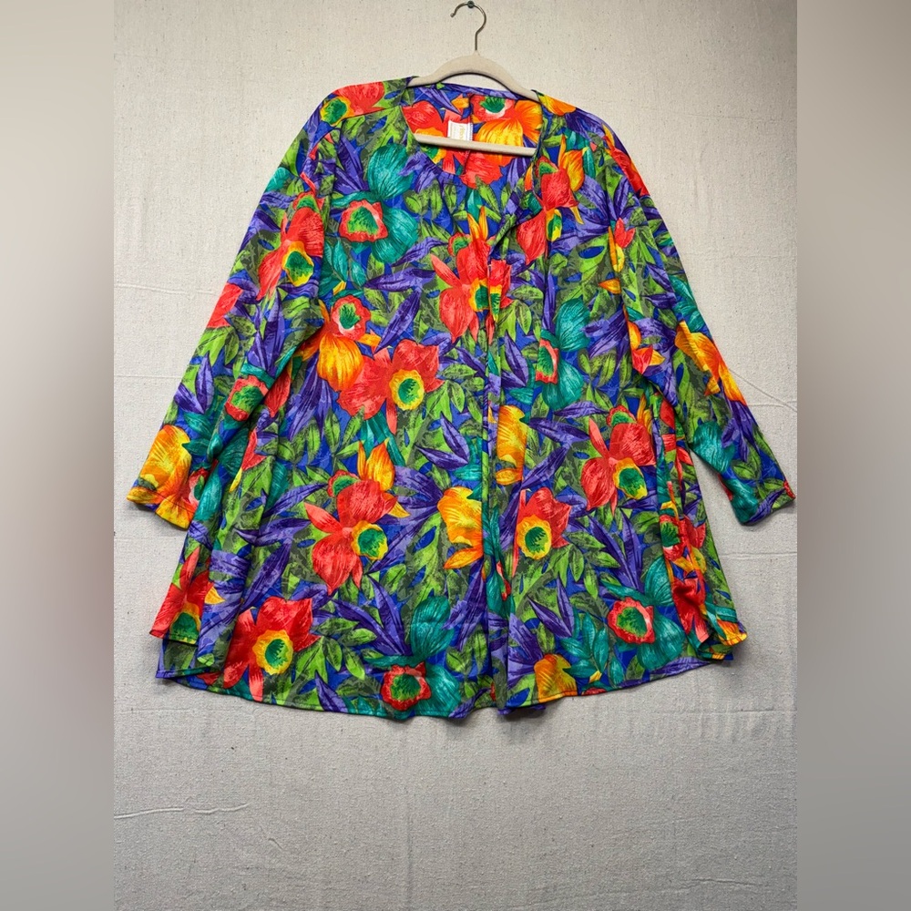 Vibrant Floral Long Sleeve Cover-Up